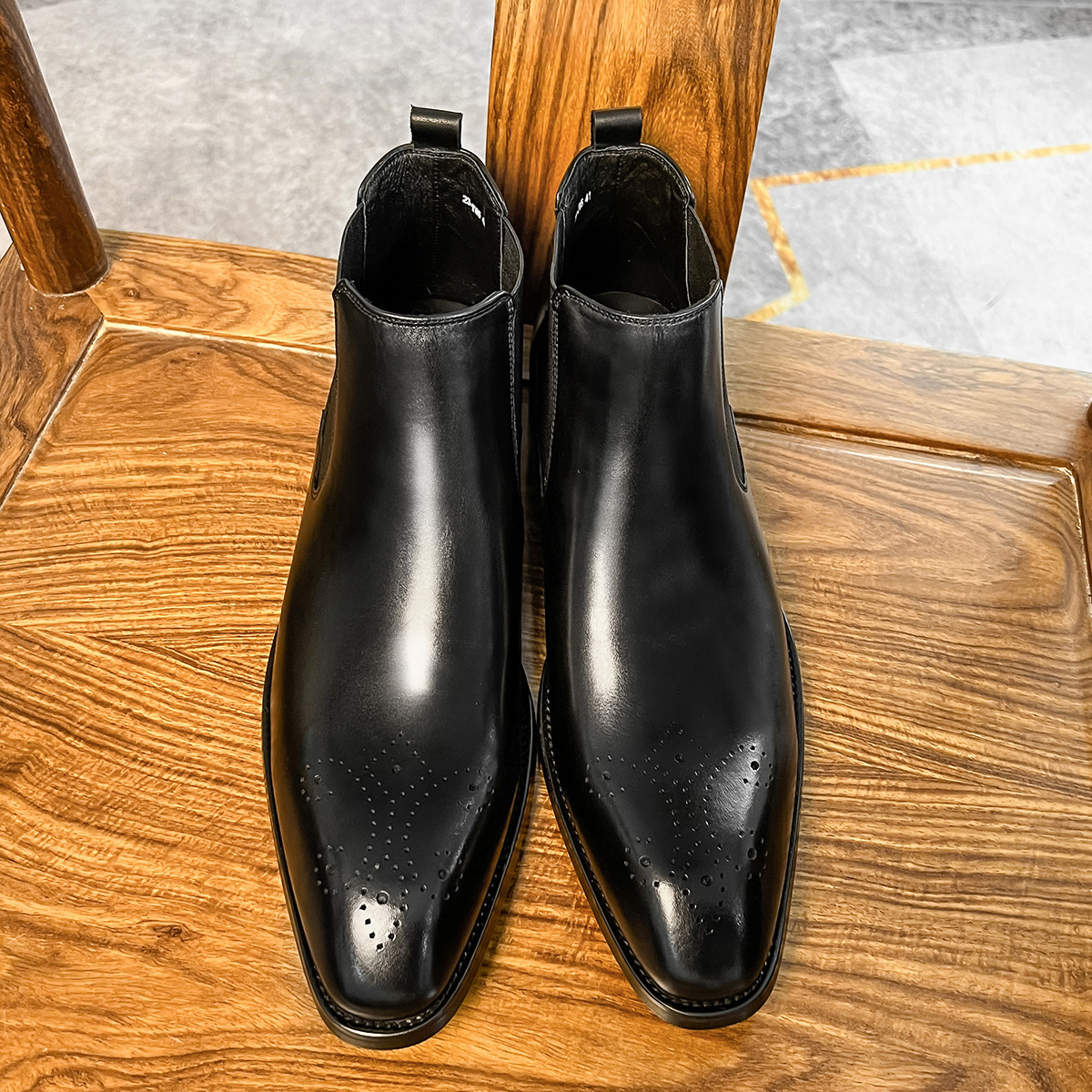  Signature Leather Brogue Chelsea Dress Boots 