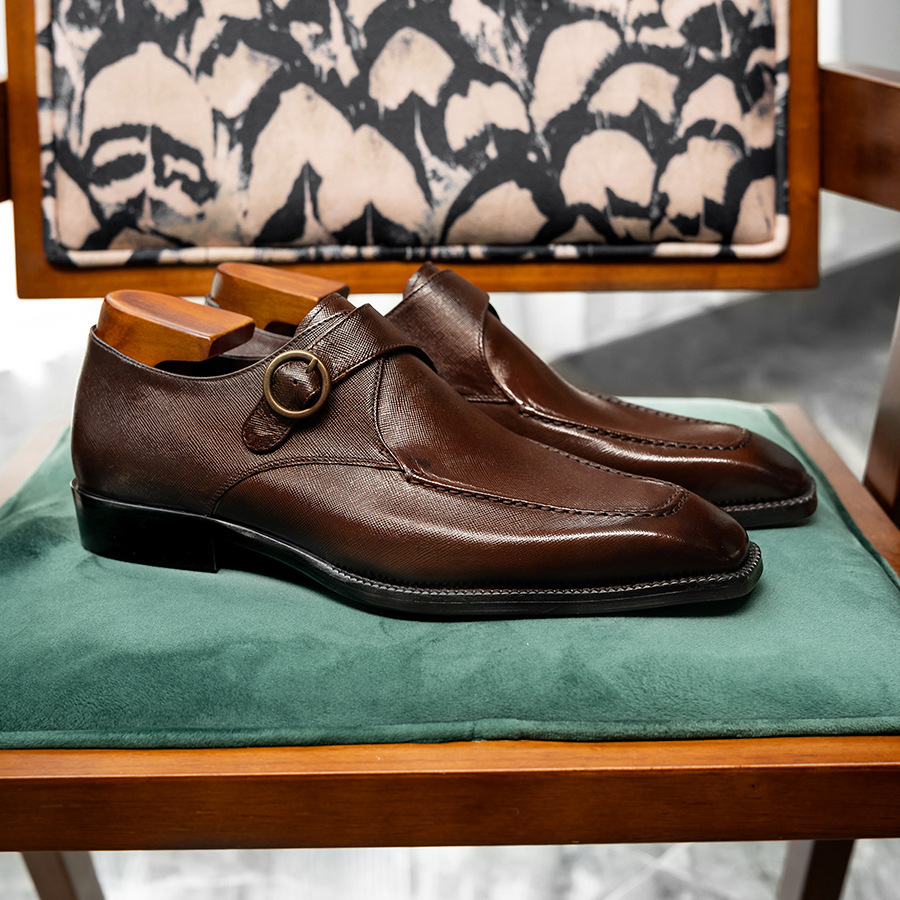  Italian Gentleman Single Monk Strap Loafers
