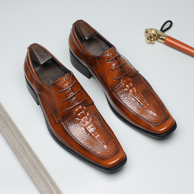 Luxurious Depth Exotic-Inspired Derby Shoes