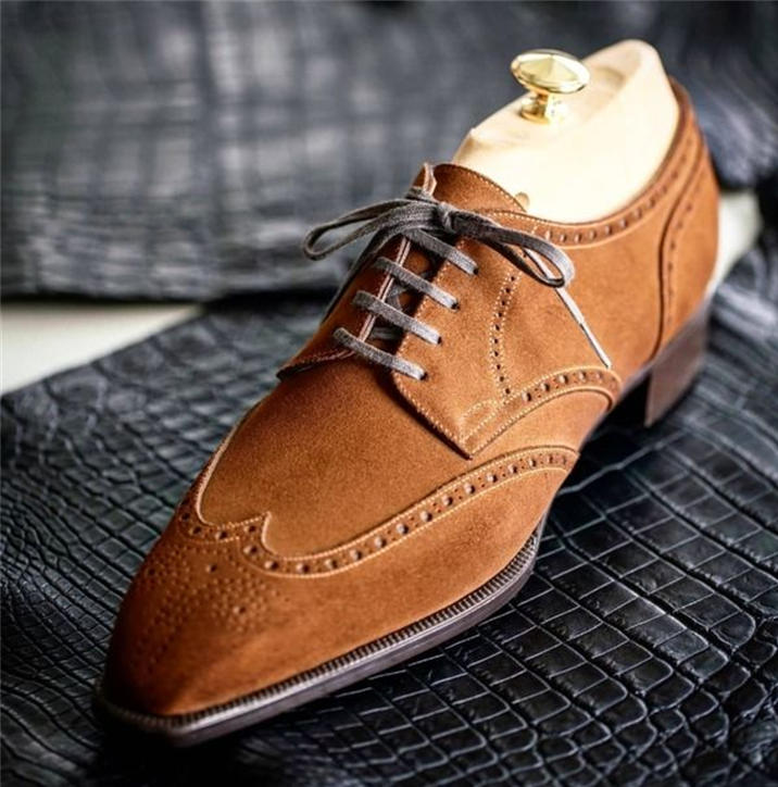 Soft-Touch Suede Leather Brogue Oxford Shoes