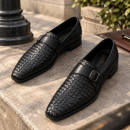 Handwoven Sophistication Monk Strap Shoes