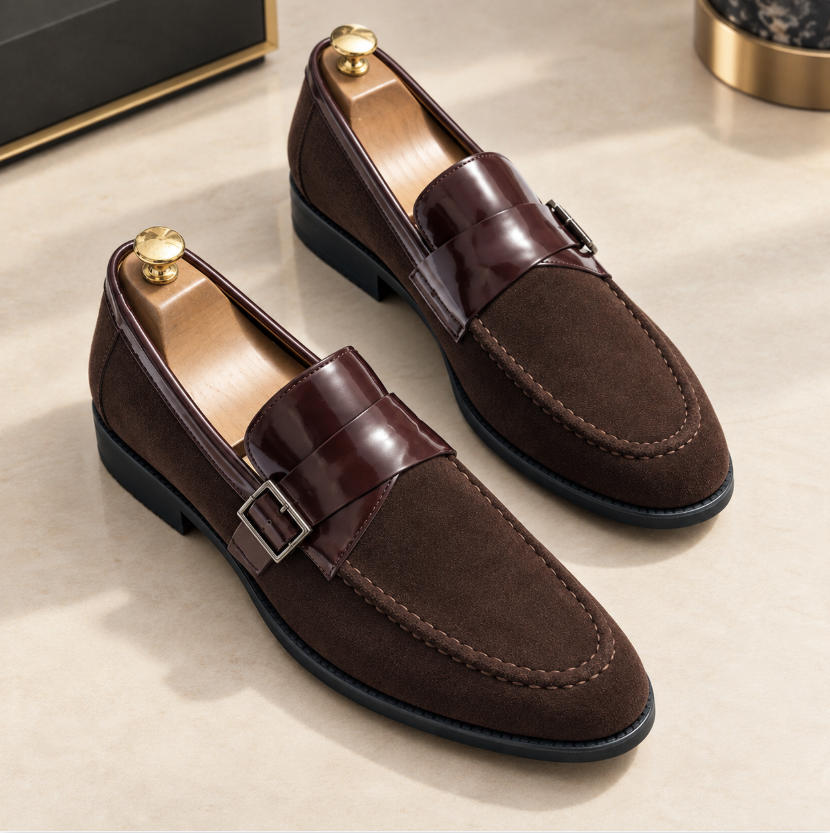 Refined Suede Buckle Loafers for Men