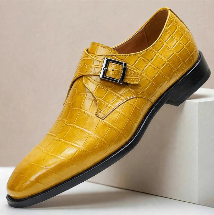 Luxe Crocodile-embossed Formal Monk Shoes