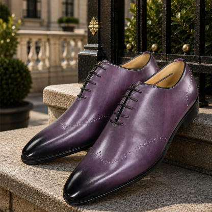 Hand-Polished Purple Oxford Dress Shoes