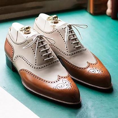 Left angle view of handcrafted leather Oxford brogues-Colinshoes