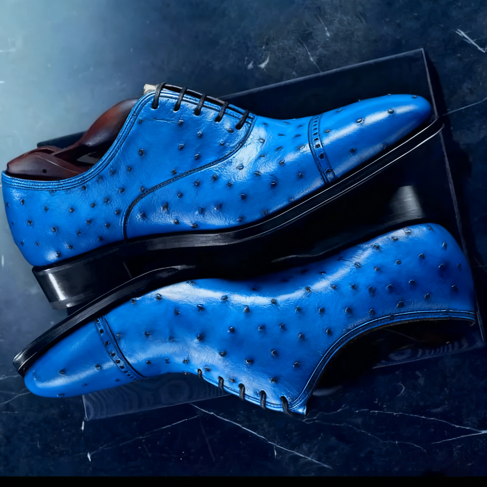  Timeless Style Ostrich Print Cap-toe Oxford Shoes