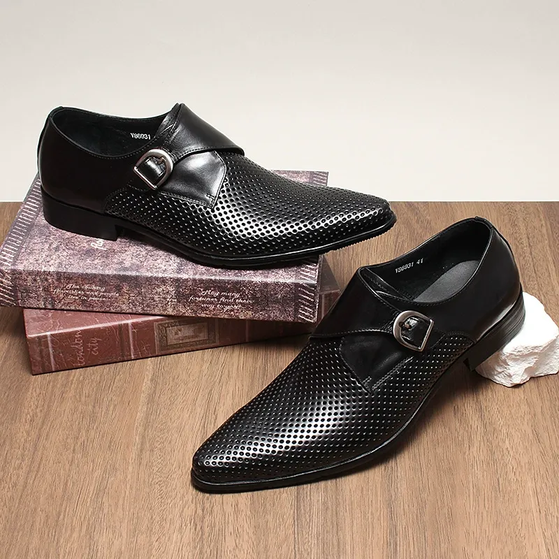 Breathable Leather Monk Shoes Office to Evening-Colinshoes