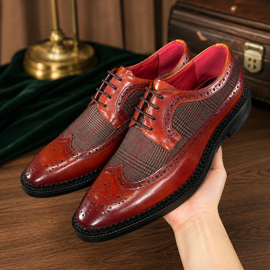 Bold Gentleman Wingtip Leather Dress Shoes