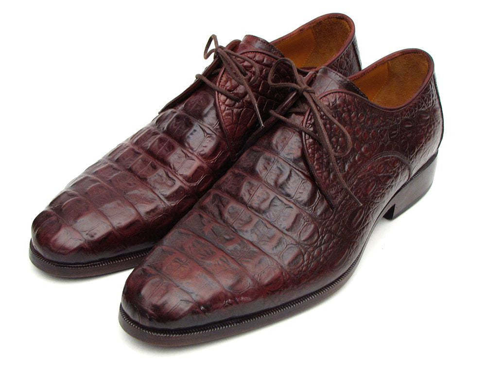 Men's Croco-Embossed Leather Derby Shoes