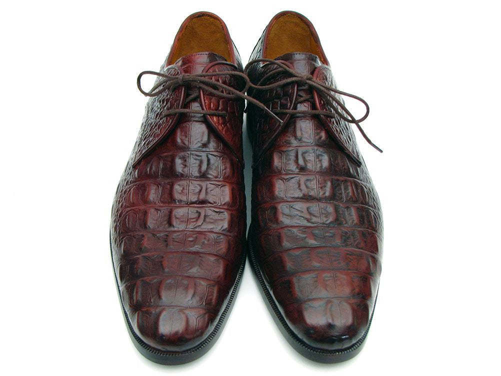 Men's Croco-Embossed Leather Derby Shoes