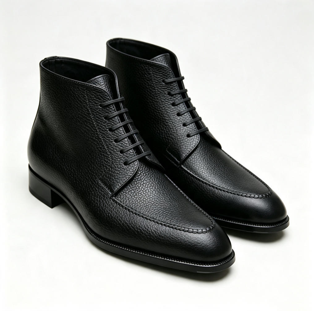 Exceptional Soft-Grain Pebbled Leather Derby Boots