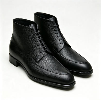Exceptional Soft-Grain Pebbled Leather Derby Boots