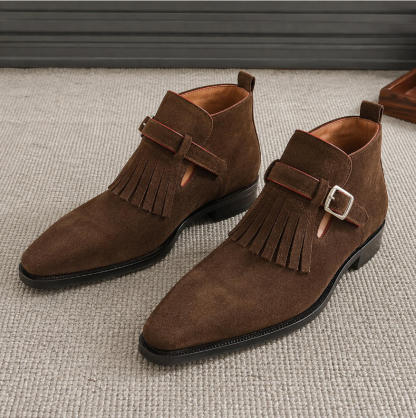 Timeless Proportions Kiltie Suede Monk Boots