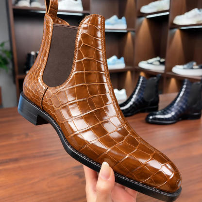 Power Dressing Men’s Croc-Embossed Leather Chelsea Boots