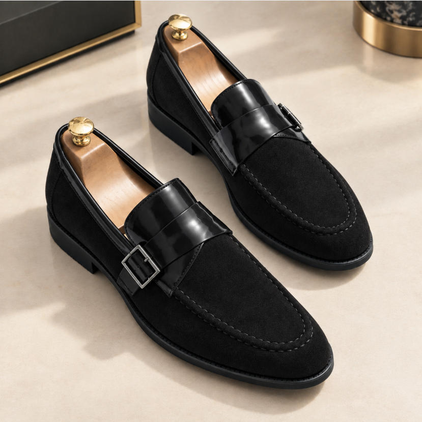 Refined Suede Buckle Loafers for Men