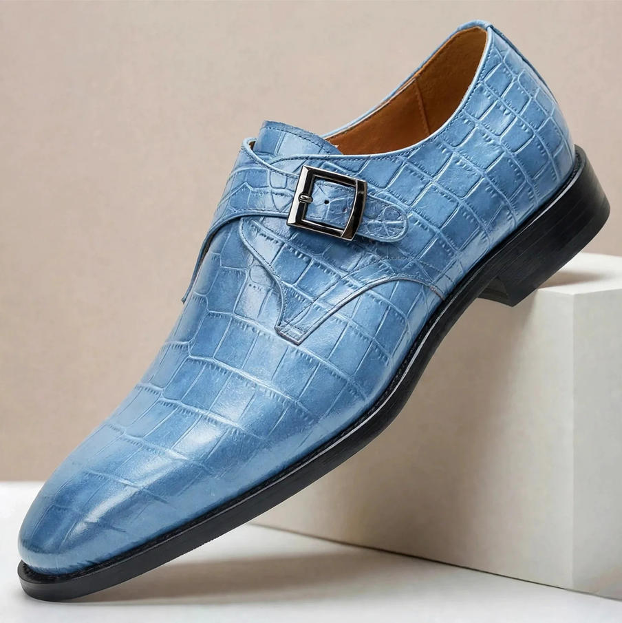 Luxe Crocodile-embossed Formal Monk Shoes
