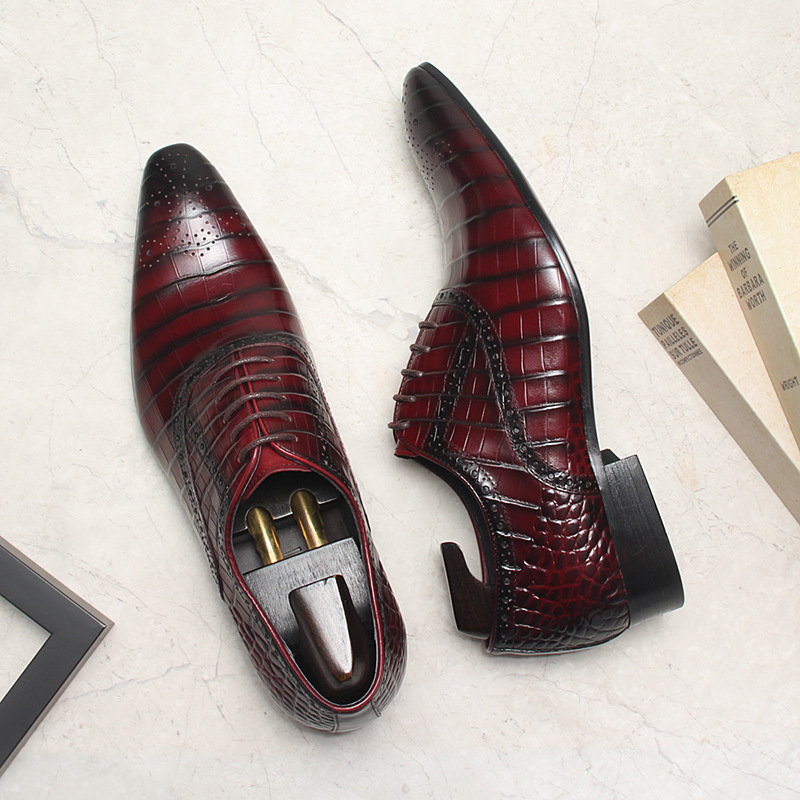 Oxblood Burgundy Lace-Up Dress Shoes for Men