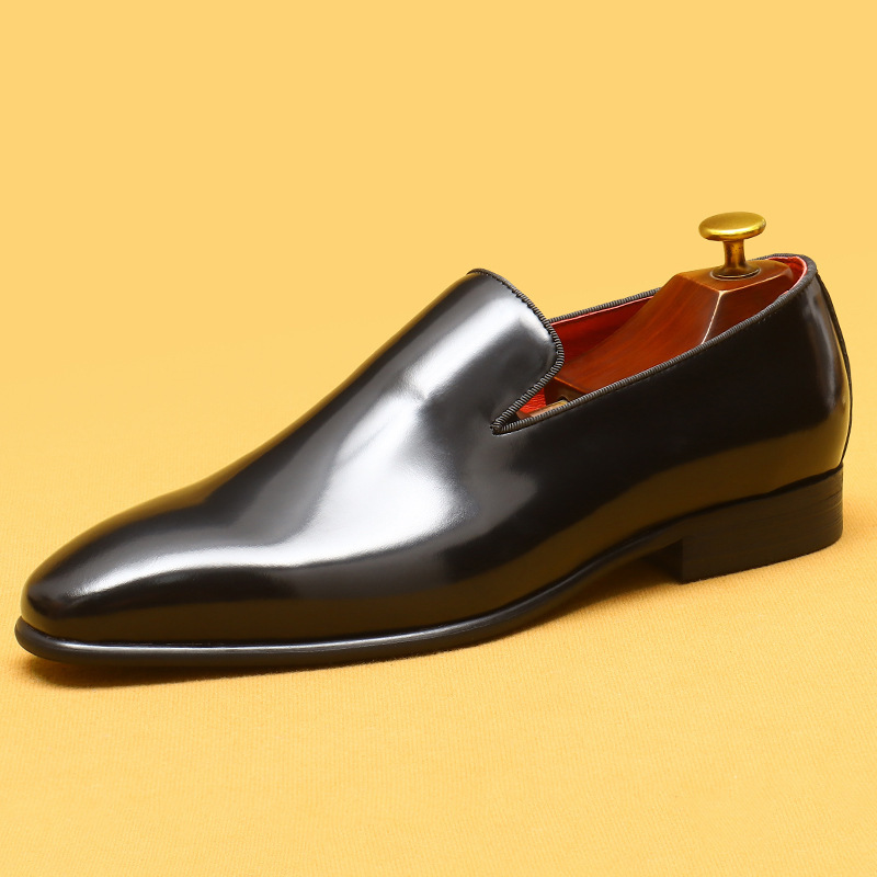 Minimalist Luxury Polished Calfskin Slip-Ons-Colinshoes