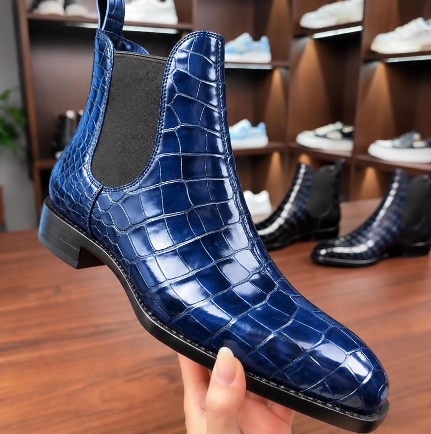 Power Dressing Men’s Croc-Embossed Leather Chelsea Boots