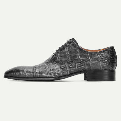 Luxury Formal Men's Croc-Embossed Cap Toe Oxfords