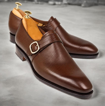 Creative Office Genuine Pebbled Single Monk Shoes