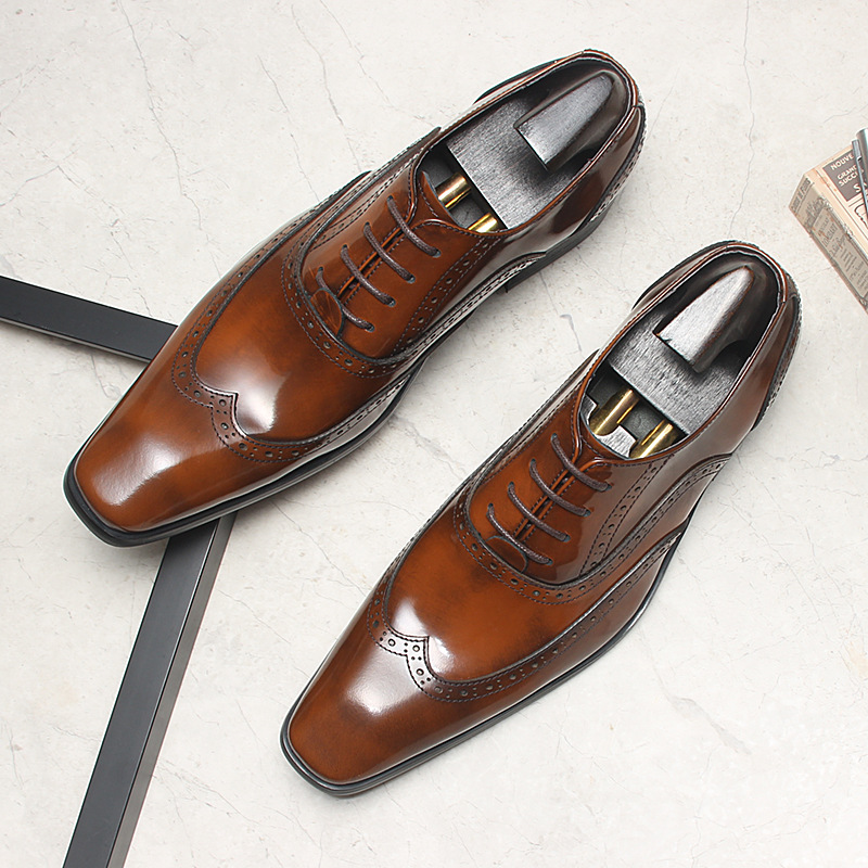Classic Brown Lace-Up Dress Shoes for Men
