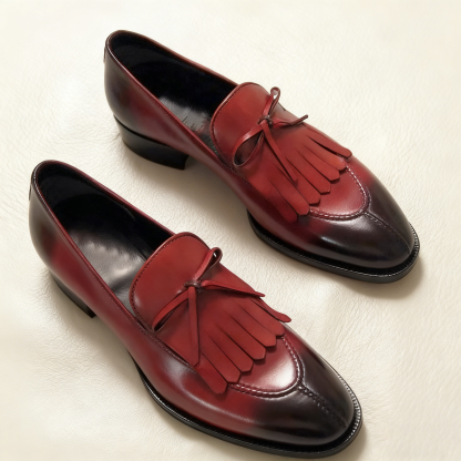 Statement Purple Genuine Leather Kiltie Loafers