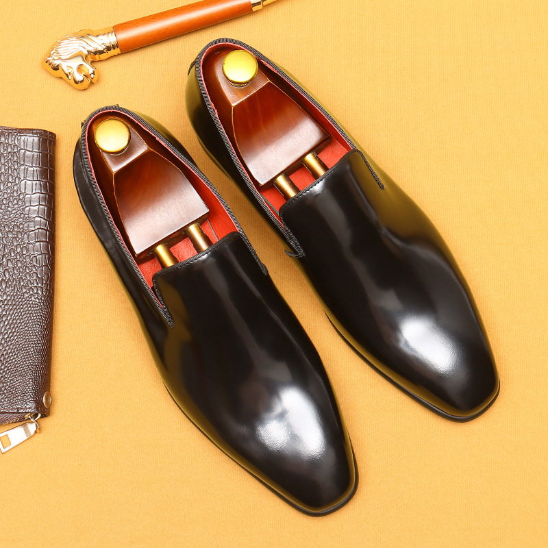 Minimalist Luxury Polished Calfskin Slip-Ons-Colinshoes