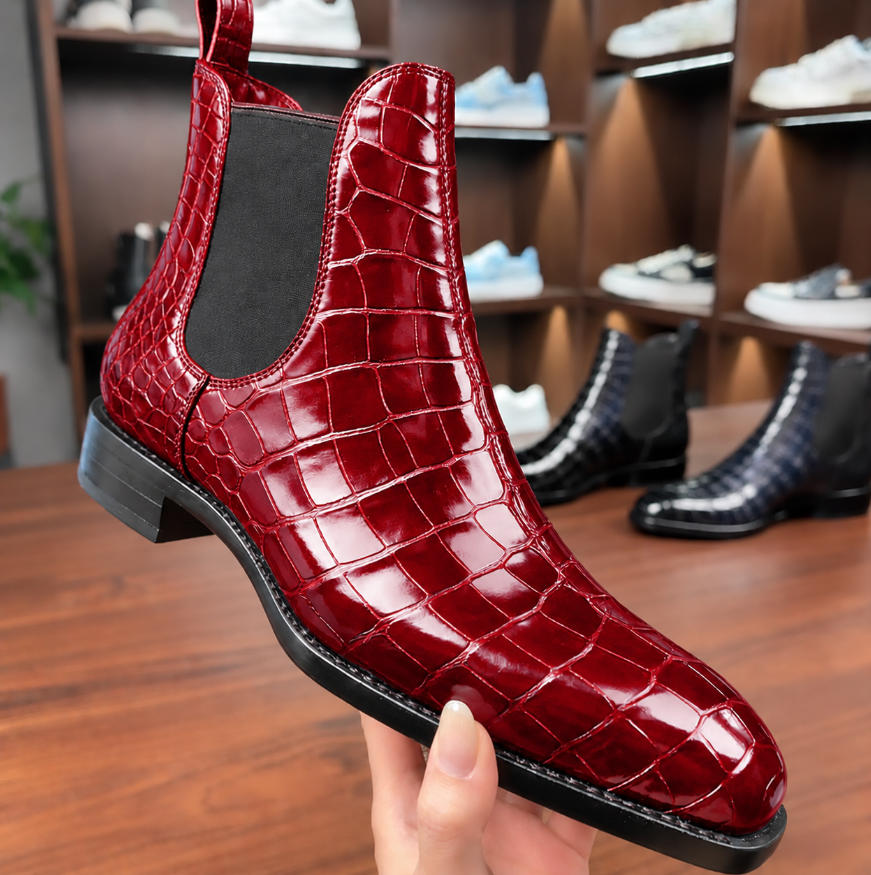 Power Dressing Men’s Croc-Embossed Leather Chelsea Boots
