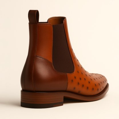 Handmade Ostrich Pattern Men’s Chelsea Boots 