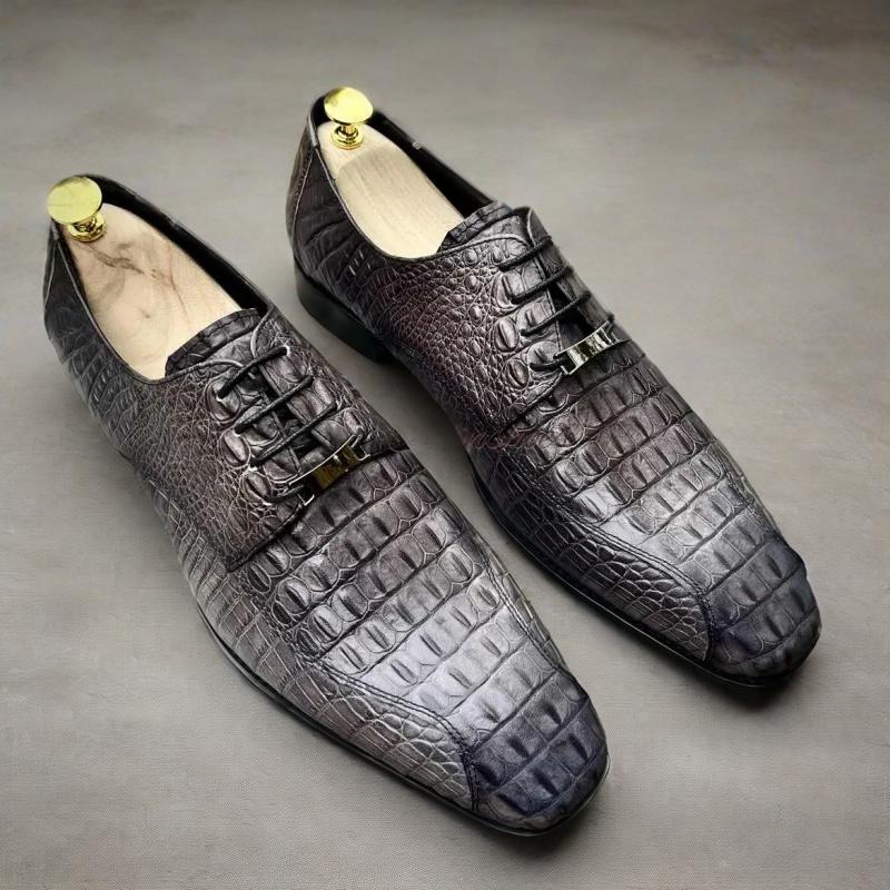 Men's Genuine Leather Exotic Derby Dress Shoes