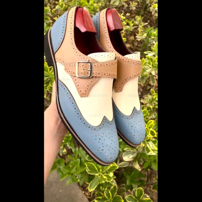  Patchwork Brogue Monk Business Formal Casual Shoes