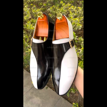  Patchwork Buckle Monk Dress Shoes