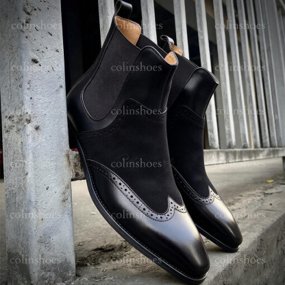 Gentleman’s Burgundy Two-Tone Wingtip Chelsea Boots