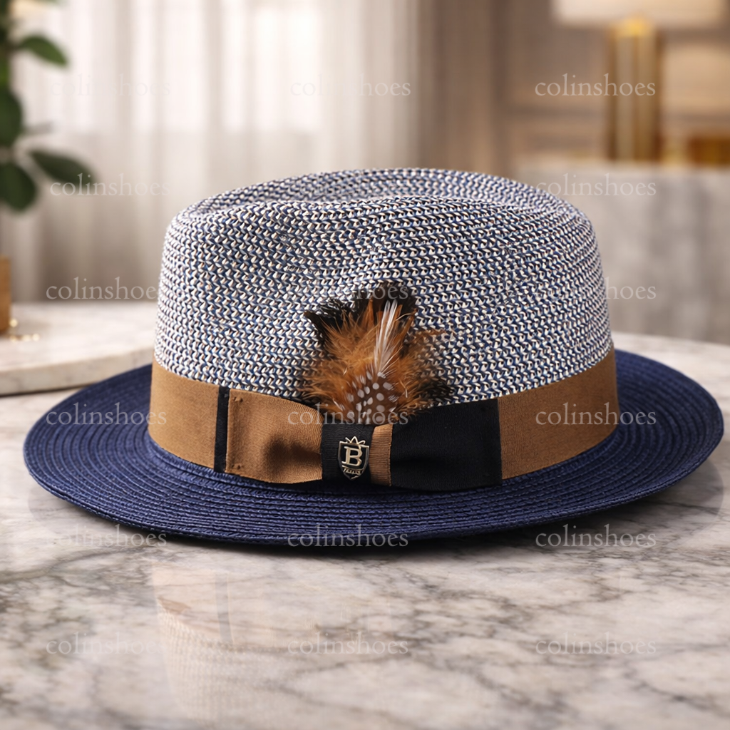 58-60cm Breathable Summer Panama Hat with Feather
