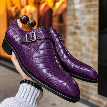 Luxe Crocodile-embossed Formal Monk Shoes