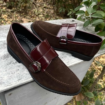 Casual Suede Shoes with Leather Buckle-Colinshoes