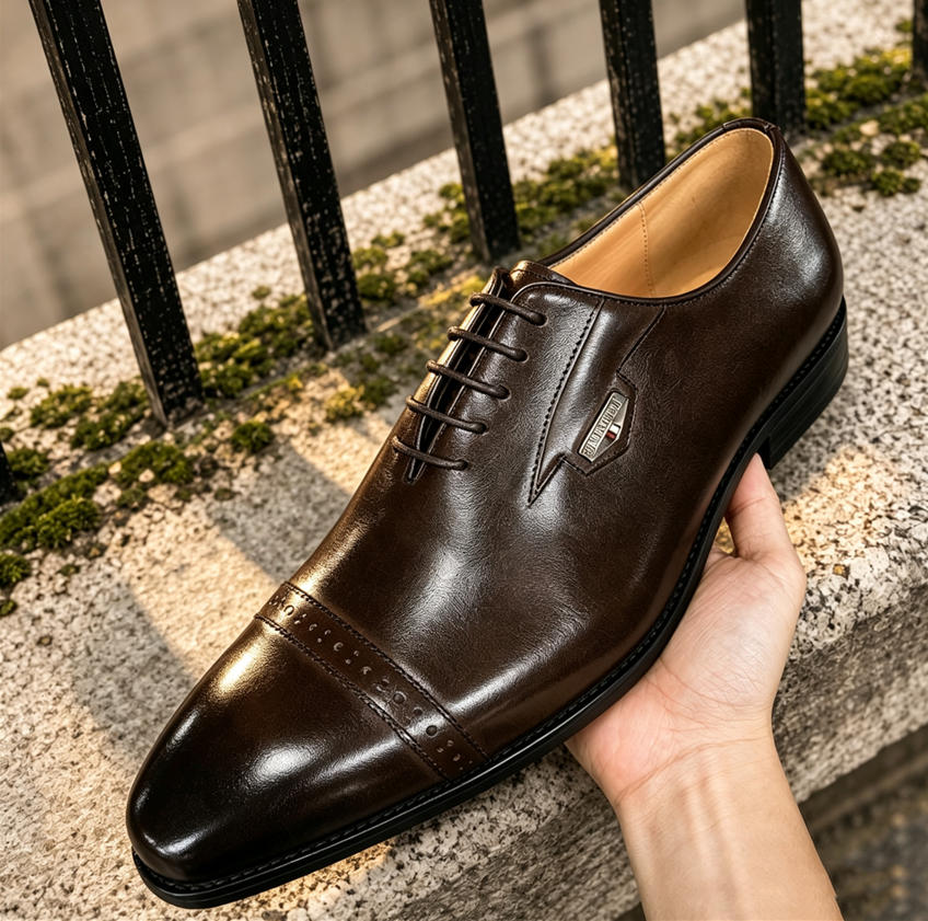 Timeless Polished Leather Cap-Toe Oxford Shoes