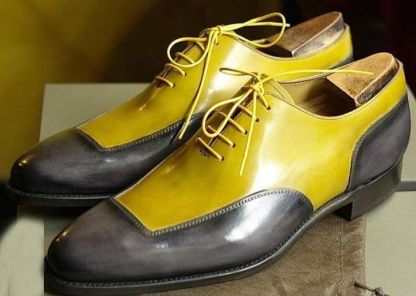 Left angled view of colorblock men’s dress shoes-Colinshoes
