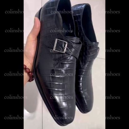 Genuine Leather Exotic Monk Strap Dress Shoes