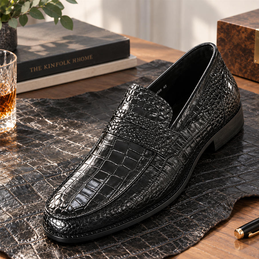 Men's Bold Croc-Embossed Leather Loafers