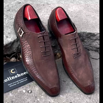 【PLUS SIZE】Men's Genuine Leather Patchwork Business Dress Shoes