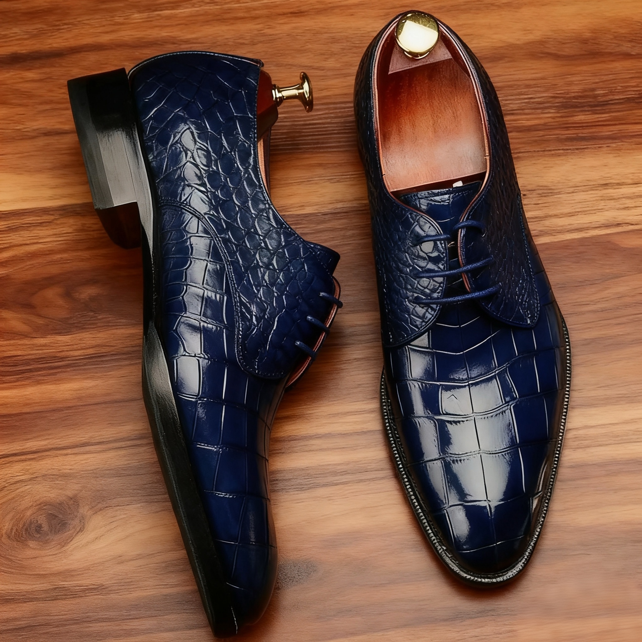 Crocodile Print Derby Shoes for Men -Formal Burgundy–colinshoes