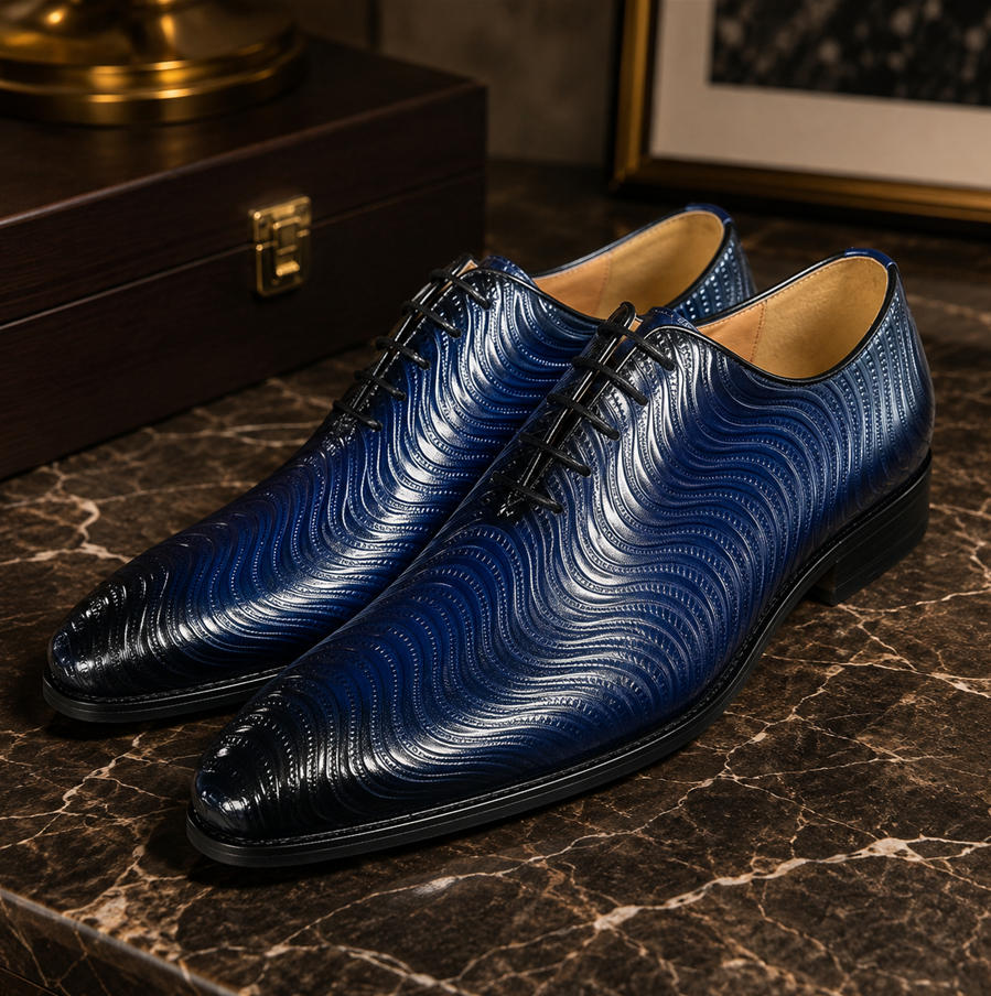 Men's Textured Leather Oxford Dress Shoes