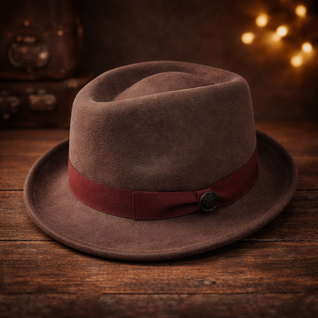 Wool Blend Fedora Button Hat in Classic Colors