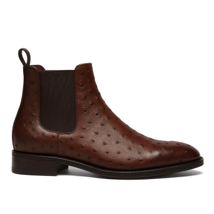 Luxury Men’s Ostrich Pattern Chelsea Boots Autumn Winter
