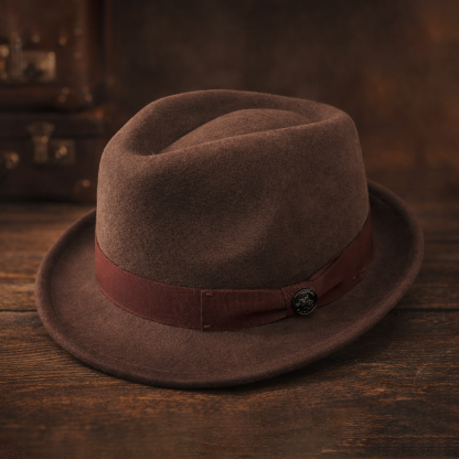 Wool Blend Fedora Button Hat in Classic Colors
