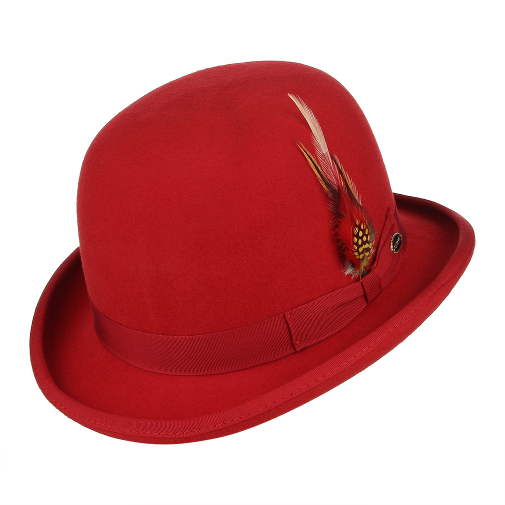 Classic Gentleman Wool Felt Fedora Hat with Feather Detail