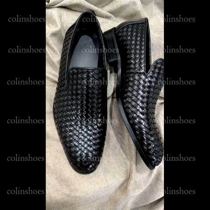  Breathable Woven Genuine Leather Loafers