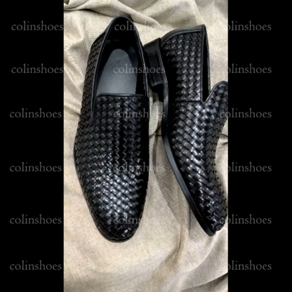  Breathable Woven Genuine Leather Loafers